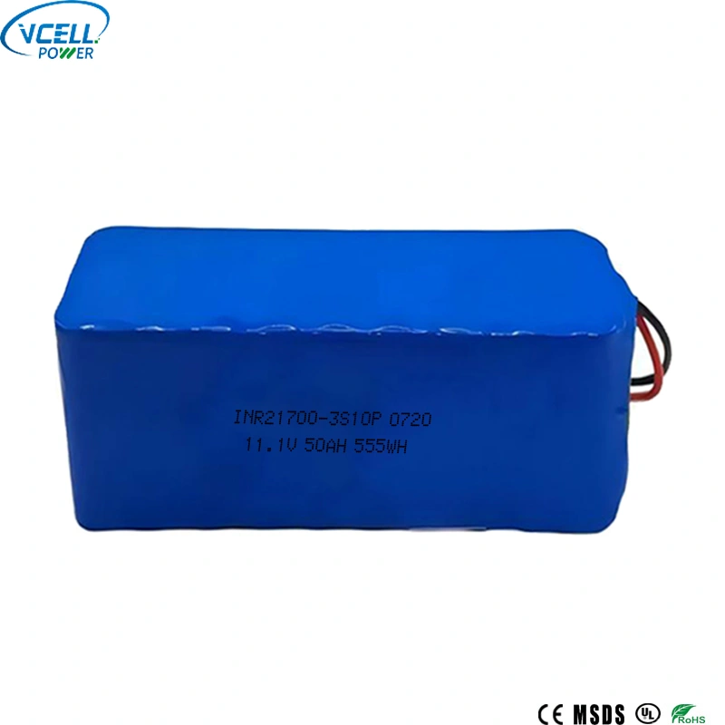 11.1V 50Ah 21700 3S10P Li Ion Rechargeable Battery
