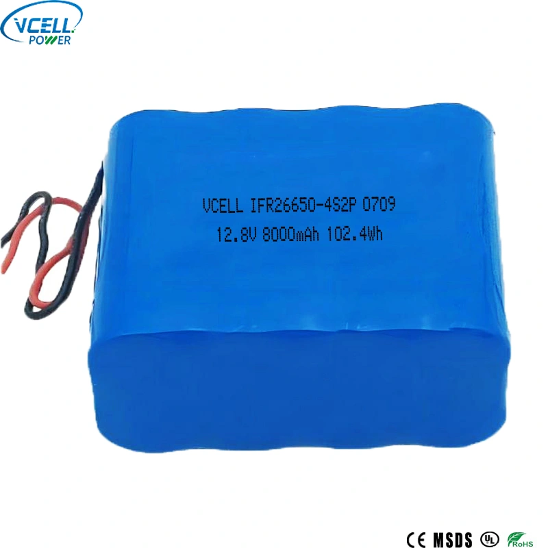 12.8V 8000mAh 26650 LiFePO4 Rechargeable Battery